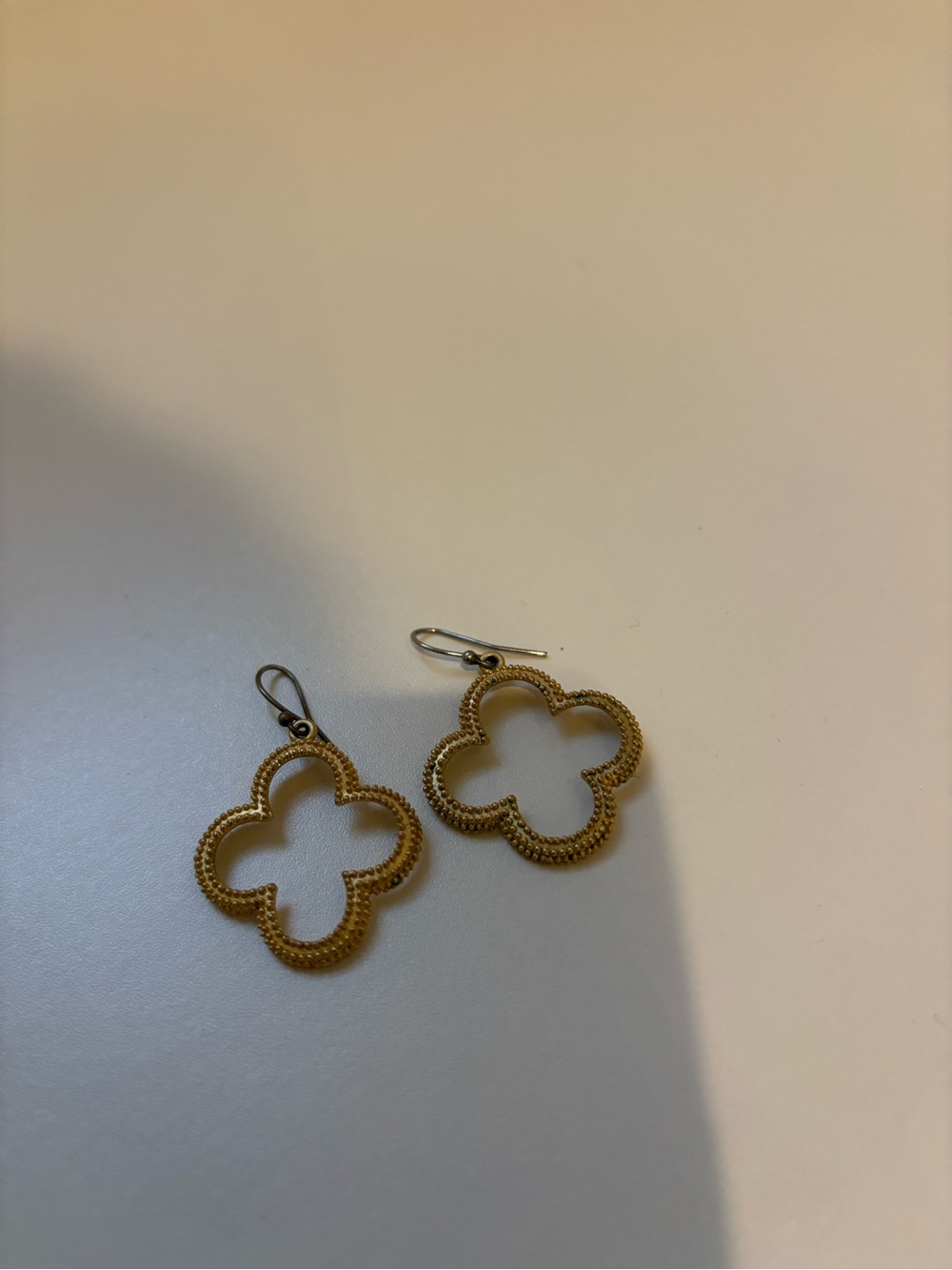 Gold-Tone Clover Drop Earrings